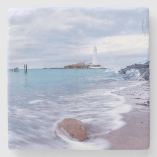 Magische strand zonsondergang stenen onderzetter