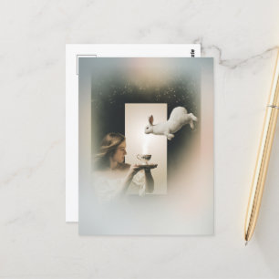 Magische surrealistische thee met het witte konijn briefkaart