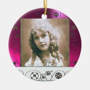 MAGISCHE SWIRLS FOTO TEMPLATE, Fuchsia Pink Amethy Keramisch Ornament