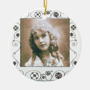 MAGISCHE SWIRLS FOTO-TEMPLATE, roze rode roze ruby Keramisch Ornament