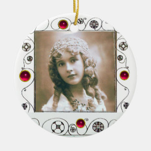 MAGISCHE SWIRLS FOTO-TEMPLATE, roze rode roze ruby Keramisch Ornament
