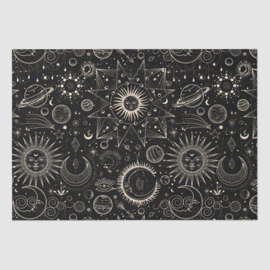 Magische tarot astrologie boho hemels tissuepapier (Voorkant)