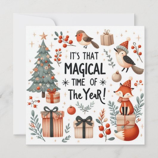 Magische tijd van het jaar Forest fantasy Feestdagenkaart (Voorkant)