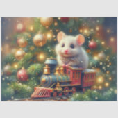 Magische treinrit kerstmuis decoupage tissuepapier (Voorkant)