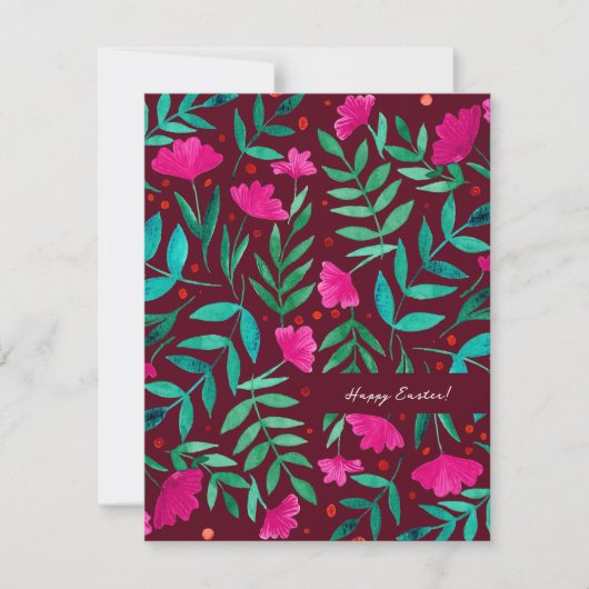 Magische tuin — magenta en groene paaskaart feestdagenkaart (Voorkant)