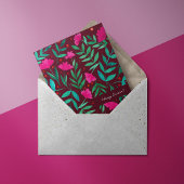 Magische tuin — magenta en groene paaskaart feestdagenkaart