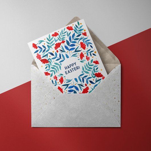Magische tuin — rode en turkooizen Pasen Kaart