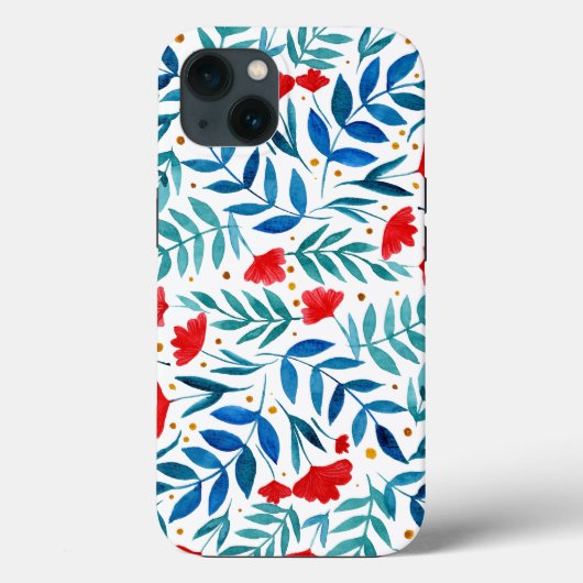 Magische tuin - rood en turquoise Case-Mate iPhone case (Achterkant)