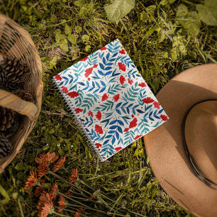 Magische tuin - rood en turquoise notitieboek