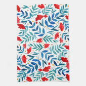 Magische tuin - rood en turquoise theedoek (Verticaal)