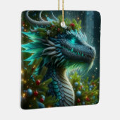 Magische turquoise kerstdraak keramisch ornament (Rechts)