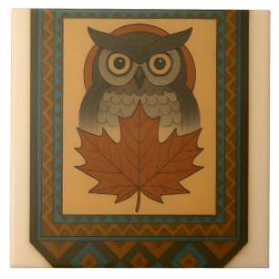Magische Uil Design met kralen look Tegeltje