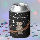 Magische Uil op Branch Paarse Crystal Moon Stars Blikjeskoeler