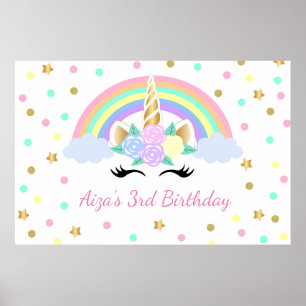 Magische Unicorn achtergrond Regelboog Unicorn ach Poster