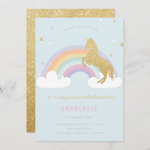 MAGISCHE UNICORN BIRTHDAY PARTIJ INVITATIE KAART