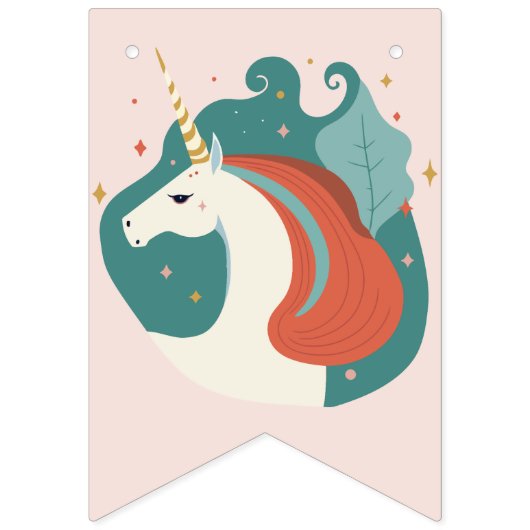 Magische Unicorn Birthday Vlaggetjes (Eerste vlag)