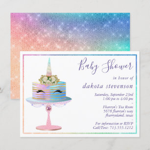 Magische Unicorn Cake   Fantasy Waterverf Shower Kaart