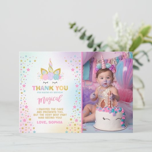 Magische Unicorn Dank u wel! Bedankkaart (Staand voorkant)