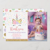 Magische Unicorn Foto: kaart roze goud (Voorkant / Achterkant)