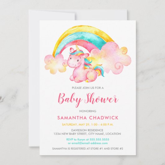 Magische Unicorn Girl Baby shower Kaart (Voorkant)