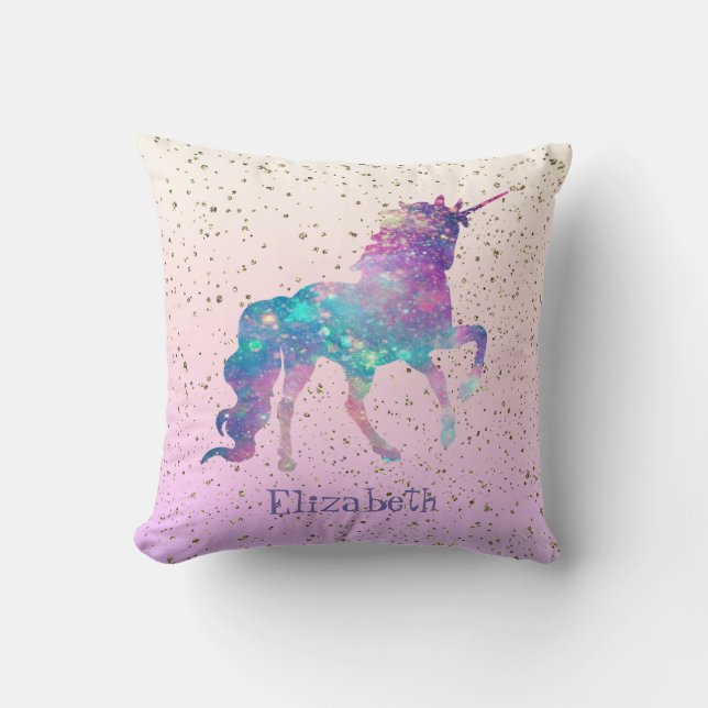 Magische Unicorn, goudConfetti Kussen (Voorkant)