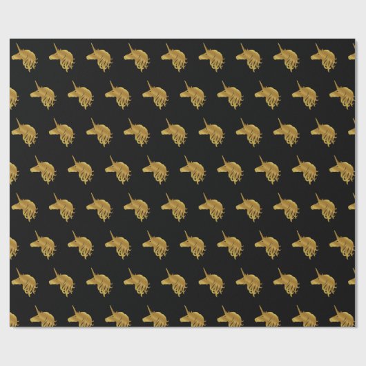 Magische Unicorn Holiday Black Wrapping Paper Cadeaupapier (Vlak)