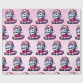 Magische Unicorn Kerstmis Cadeaupapier (Vlak)