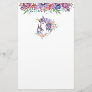 Magische Unicorn Mam en Baby Waterverf Briefpapier