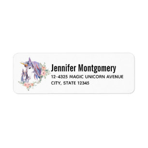 Magische Unicorn Mam en Baby Waterverf Etiket