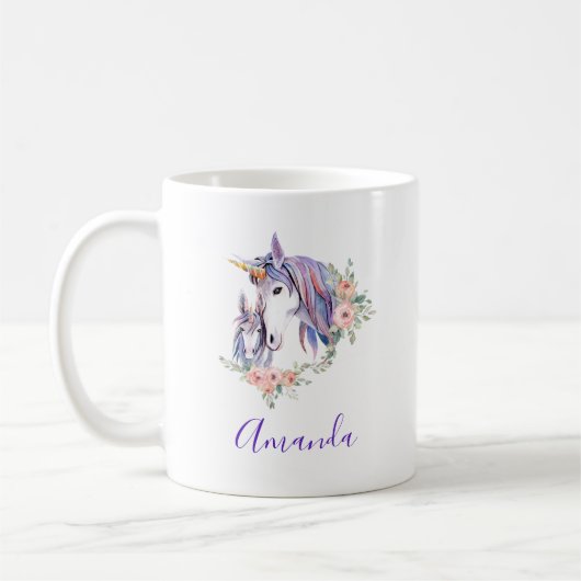 Magische Unicorn Mam en Baby Waterverf Koffiemok (Links)