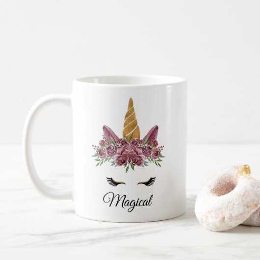Magische Unicorn met Paarse Rozen Drink Mok (Met donut)