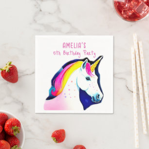 Magische Unicorn met Stars Girl Birthday Servet
