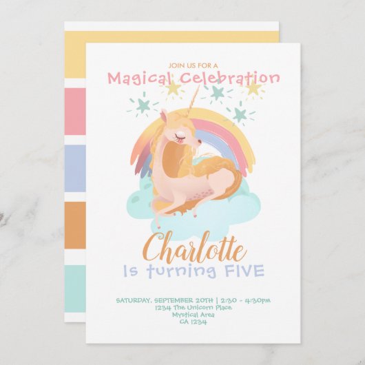 Magische Unicorn op de persoonlijke thuisdag van d Kaart (Voorkant / Achterkant)