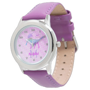 Magische Unicorn Paarse gepersonaliseerde meisjes Horloge