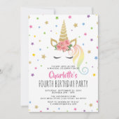 Magische Unicorn Pastel Gold Fairytale verjaardag Kaart (Voorkant)