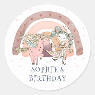 Magische Unicorn Rainbow 5th Birthday Party Ronde Sticker