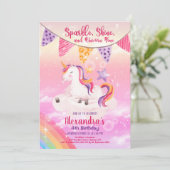 Magische Unicorn Rainbow Birthday Kaart (Staand voorkant)