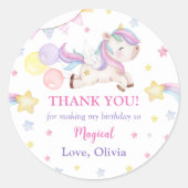 Magische Unicorn Rainbow Birthday Ronde Sticker (Voorkant)