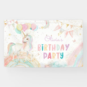 Magische Unicorn Rainbow Birthday Spandoek