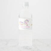 Magische Unicorn Rainbow Birthday Waterfles Etiket (Voorkant)