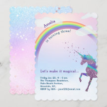 Magische Unicorn, regenboog en sterren Glitter Bir