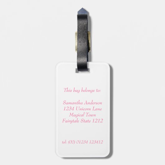 Magische Unicorn-regenboog, gepersonaliseerd Bagagelabel (Achterkant verticaal)