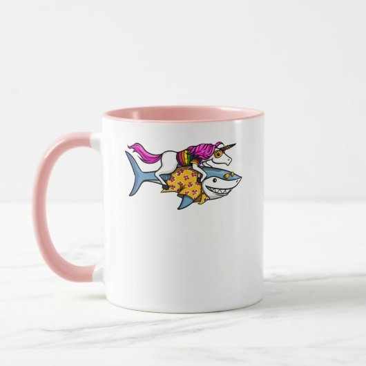 Magische Unicorn Riding Shark Funny Ocean Mok (Links)
