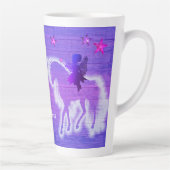 Magische Unicorn Silhouette Blue Pink, speciaal ge Latte Mok (Rechts)