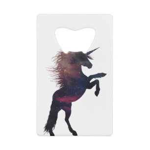 Magische Unicorn Space Nebula Kredietkaart Flessenopener