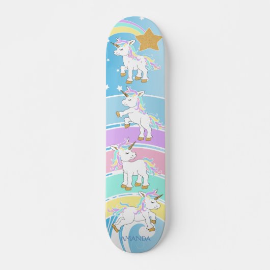 Magische Unicorns - Blauw Skateboard (Voorkant)