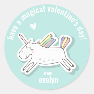 Magische Valentijnsdag - Kute Kinder Unicorn Ronde Sticker