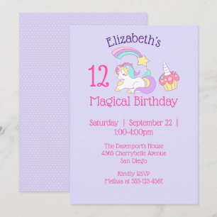 Magische Verjaardag Eenhoorn en Cupcake Party Kaart