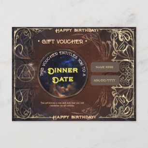 Magische vintage fantasy verjaardag cadeaubon  briefkaart