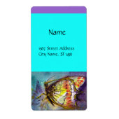 MAGISCHE VLINDER Paars Aqua Blauw Turquoise Etiket (Voorkant)